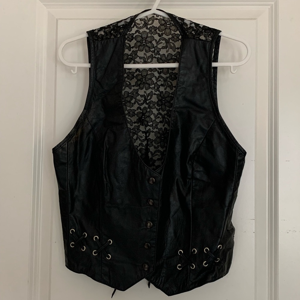 Sleek Black Lace-Back Vest